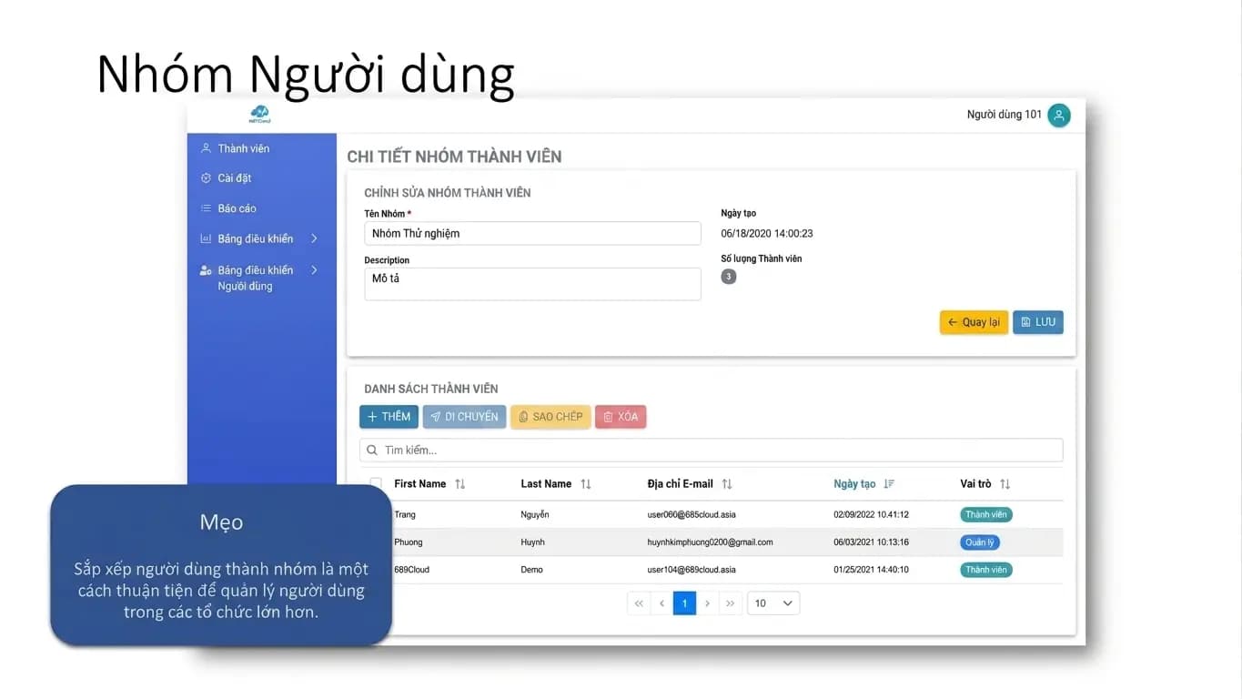 Slide QuickStart SecureDrive hiển thị nhóm người dùng.