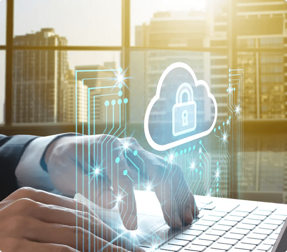 Cloud security and protected digital collaboration concept